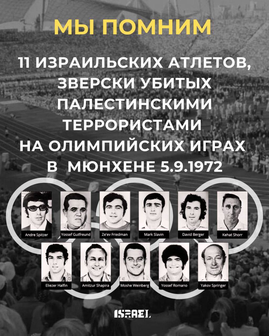 11 израильтян, убитых на Олимпийских играх 1972 года в Мюнхене